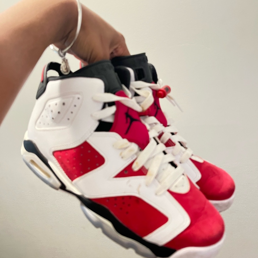 Jordan Red and White High-Top Sneakers